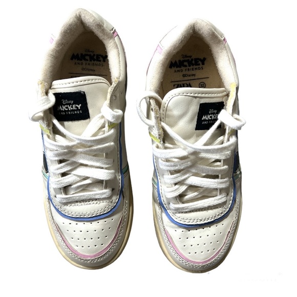 Zara X Disney Mickey Mouse Girls Casual Everyday Lace Up Sneakers EU32 Off White - Picture 2 of 6